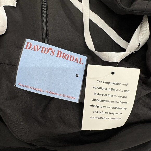 David’s Bridal Short Chiffon Tank Dress Faux Wrap Sash Cocktail Black Womens 12 - Picture 6 of 9